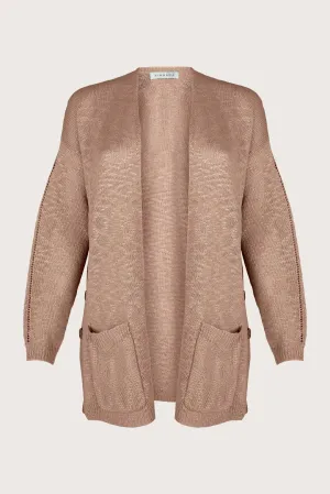 TAUPE PEARL CARDIGAN WITH POCKETS