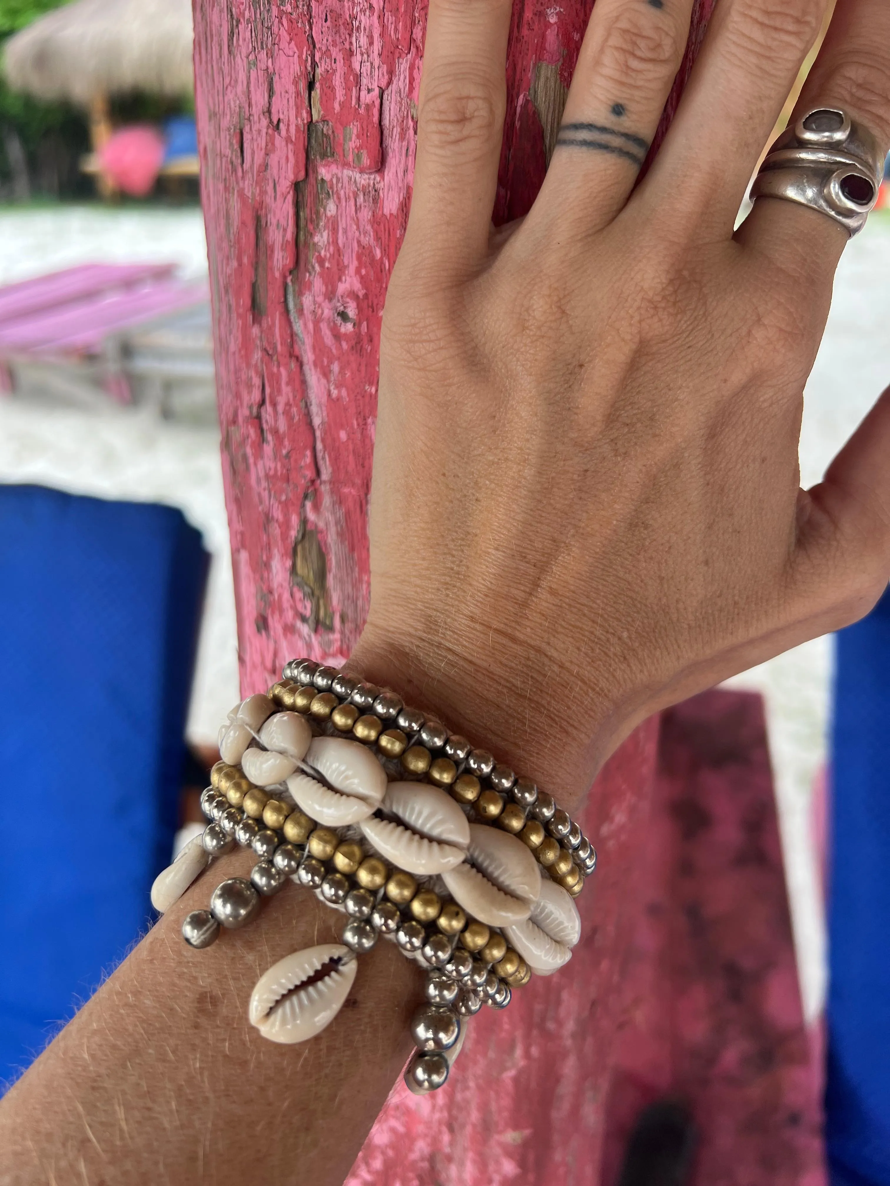 Tidal Gold Shell Set (Handmade Necklace   Bracelet)