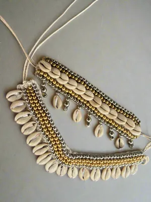 Tidal Gold Shell Set (Handmade Necklace   Bracelet)