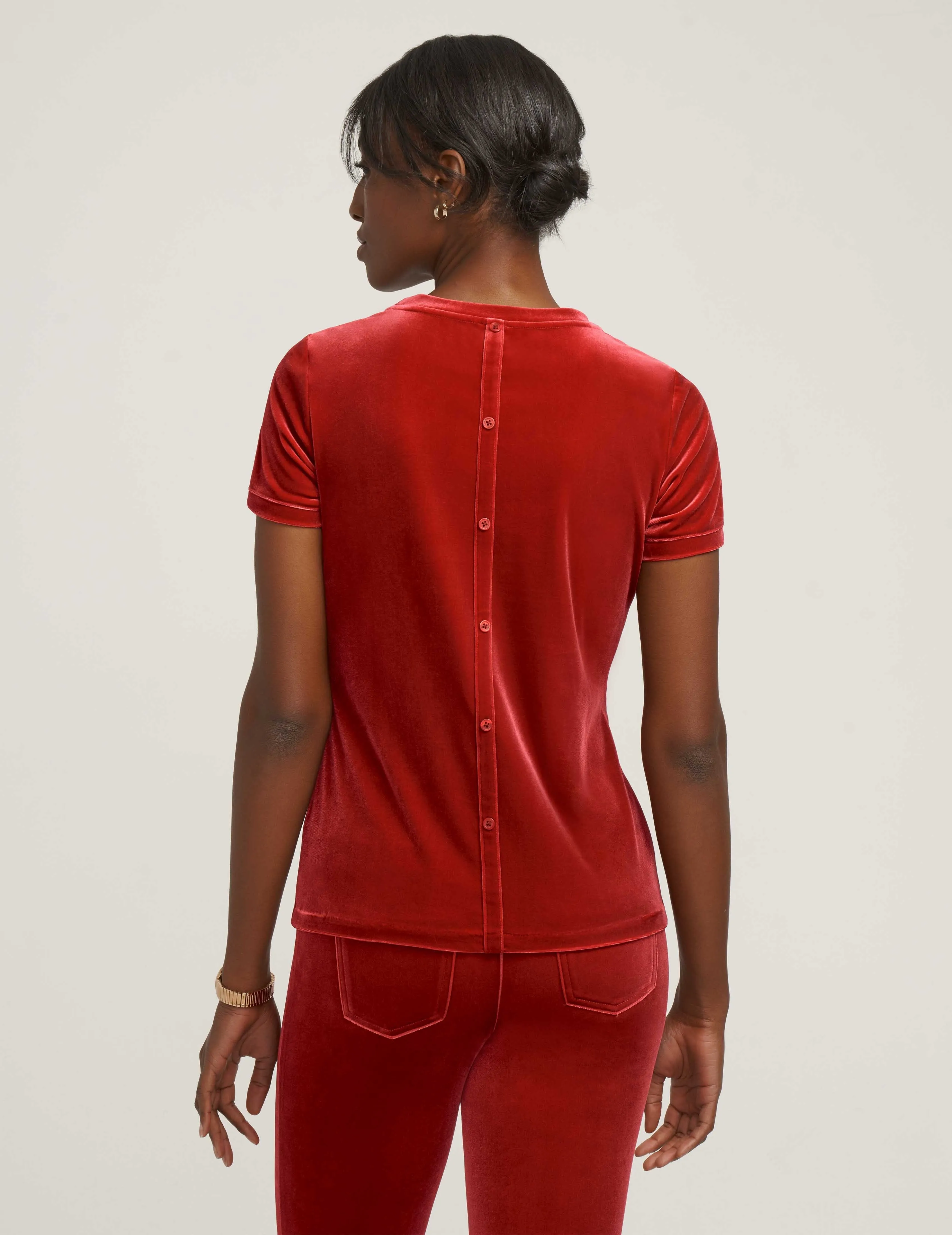 Velour Button Back Tee- Sale