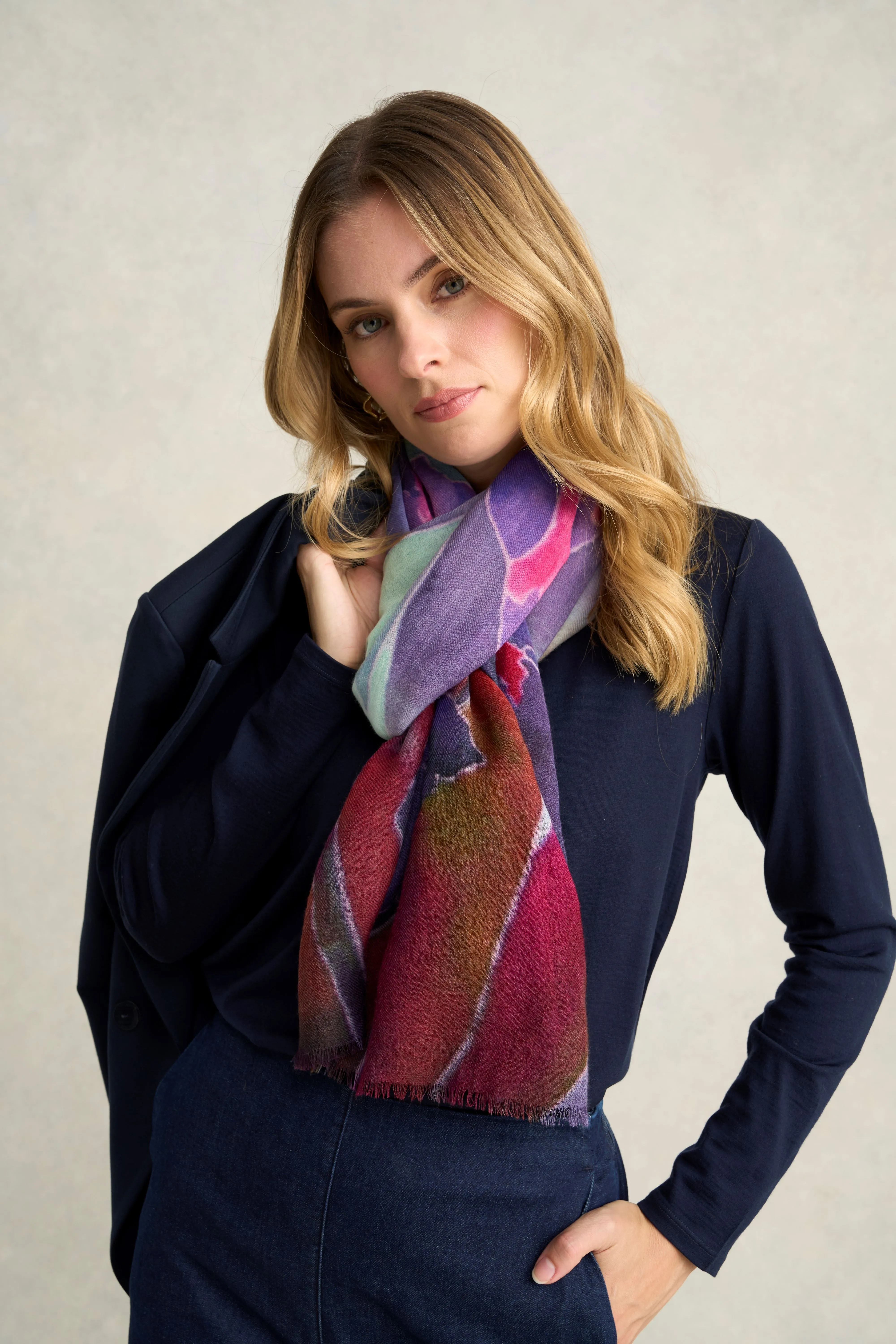 Violet Bloom Wool Scarf