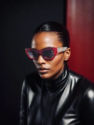 Viper Rectangular Sunglasses in Red Acetate