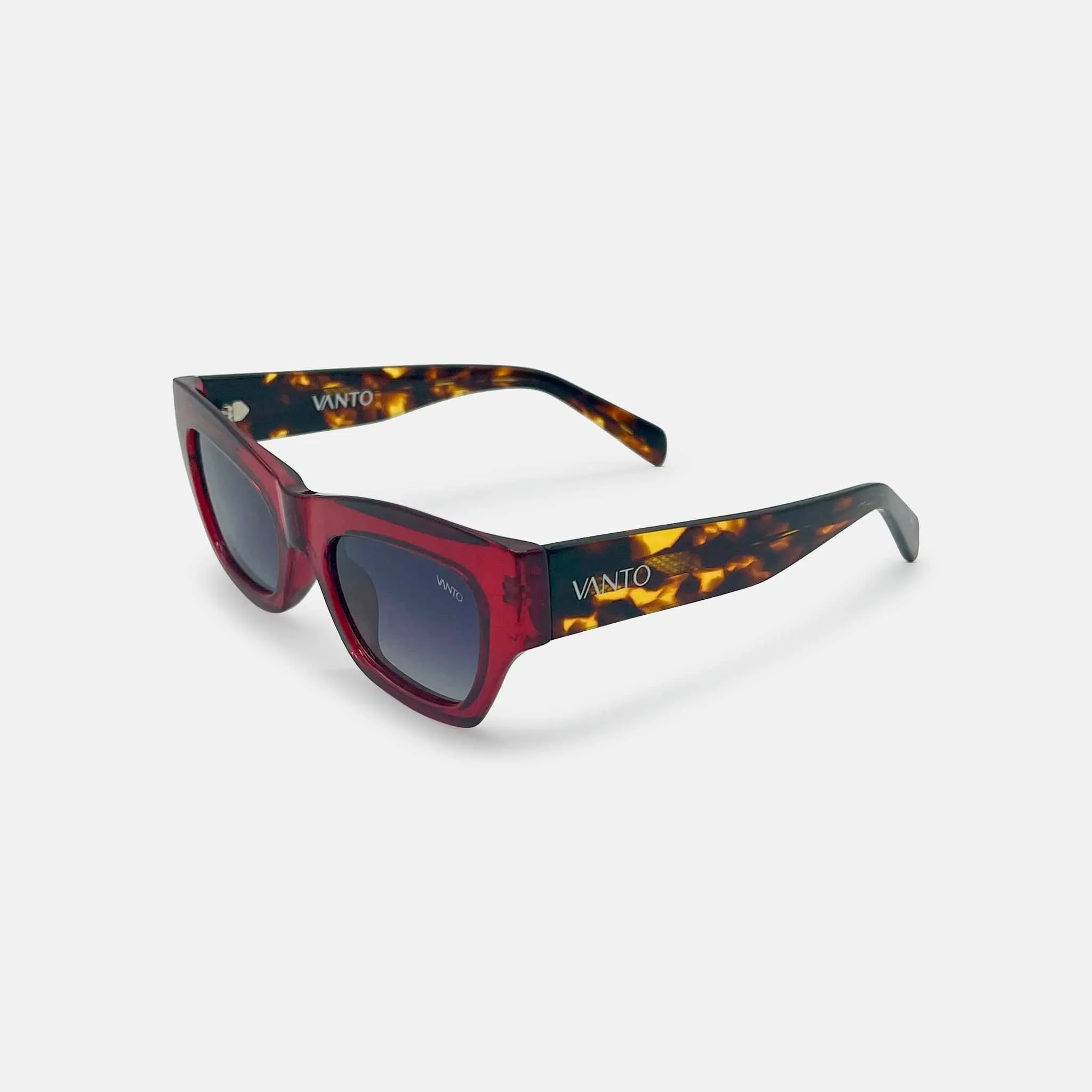 Viper Rectangular Sunglasses in Red Acetate