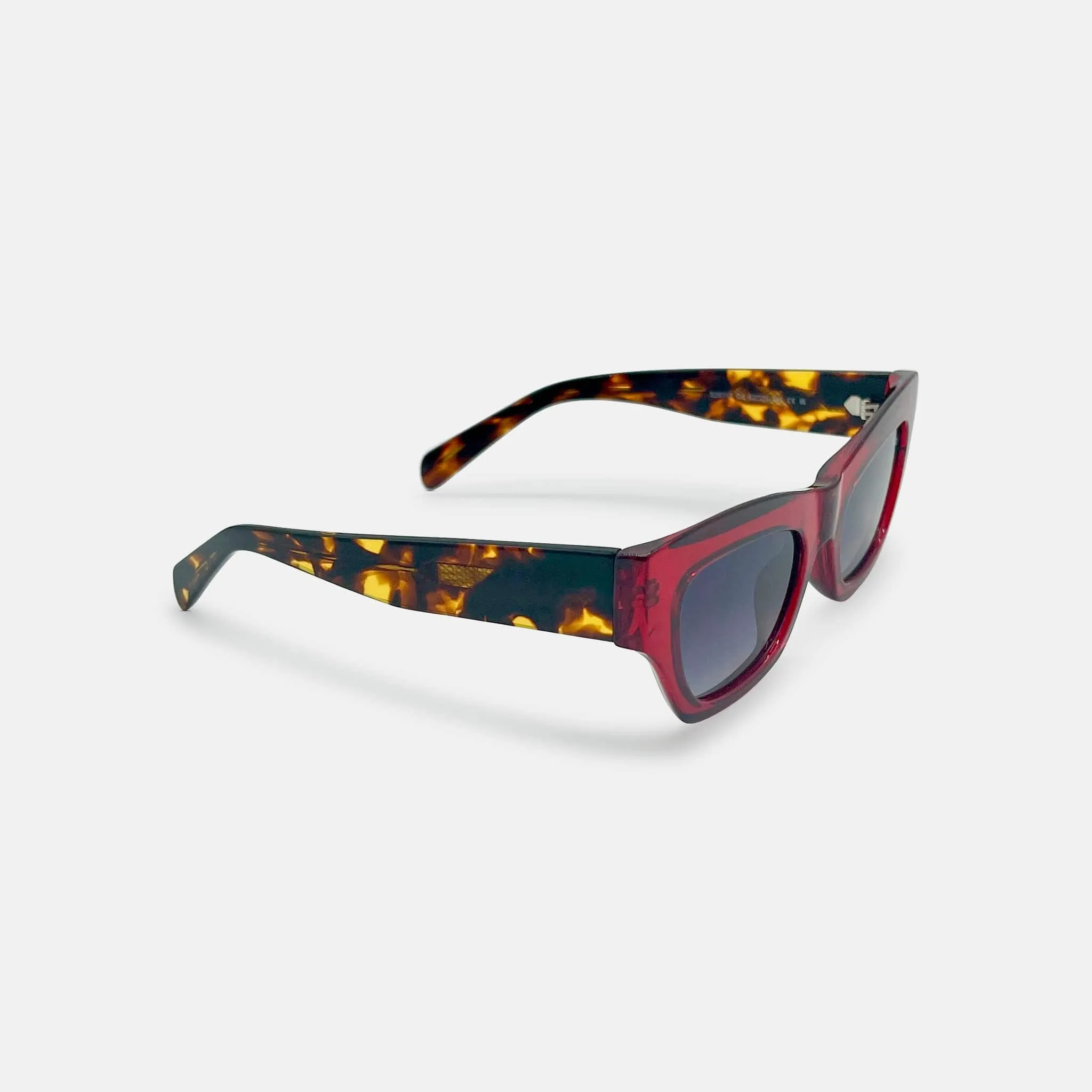 Viper Rectangular Sunglasses in Red Acetate