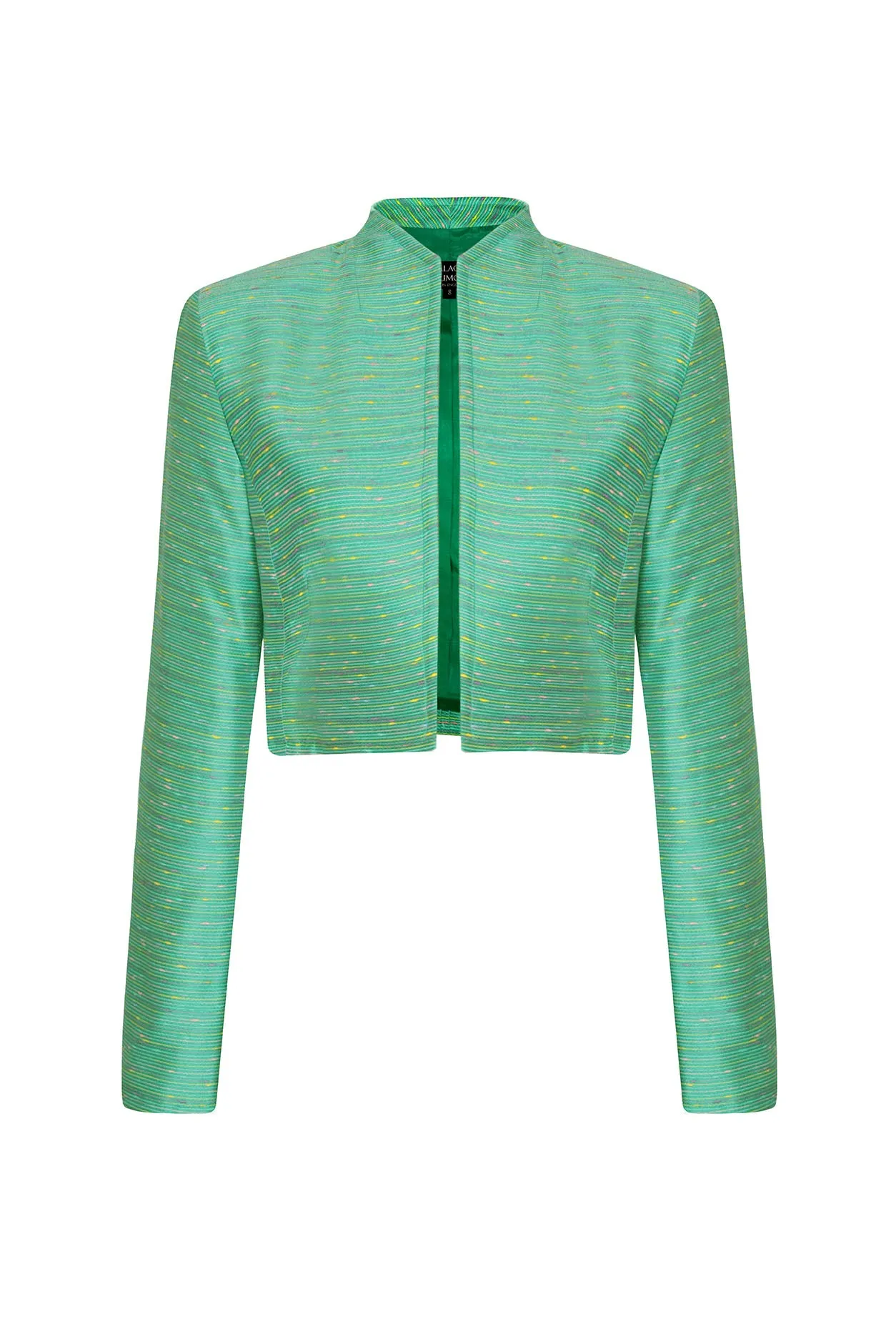Waist-Length Jacket in Green with Multi Slub Stripe - Hermione