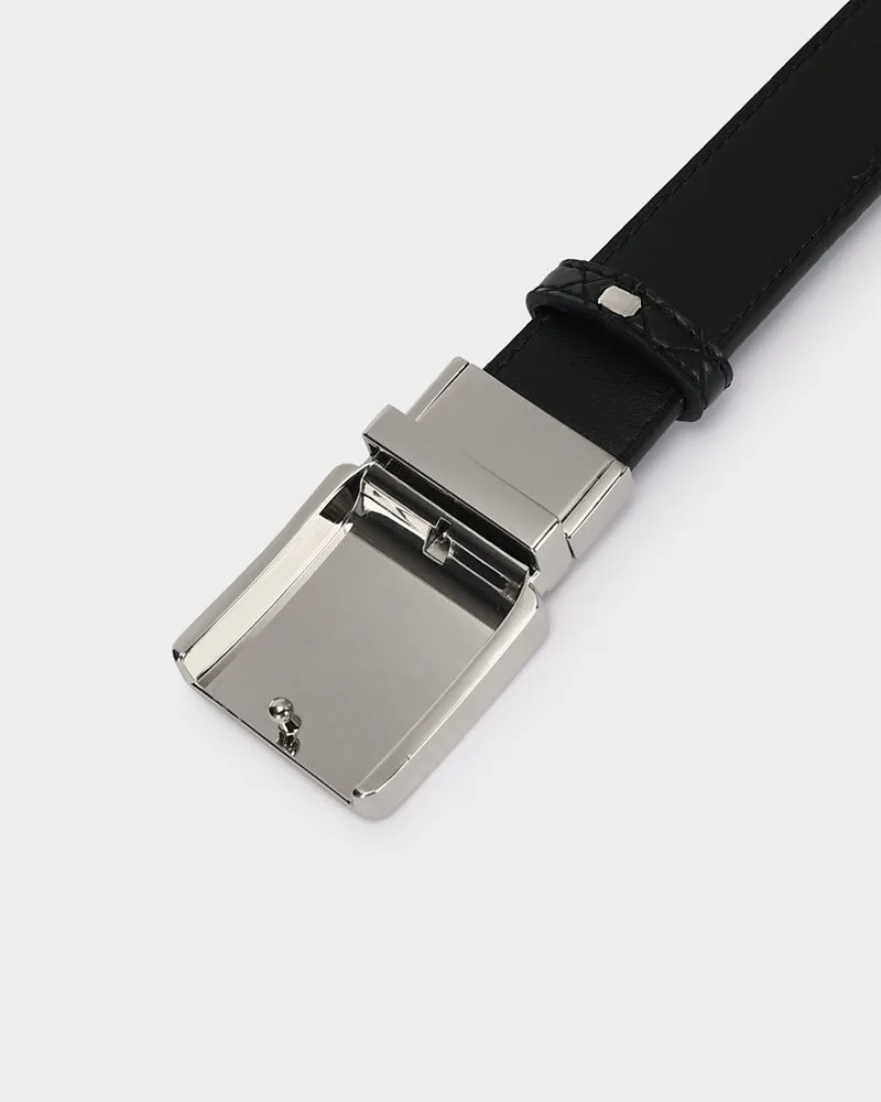 Woven Leather Belt in Black