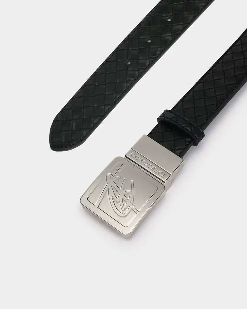 Woven Leather Belt in Black