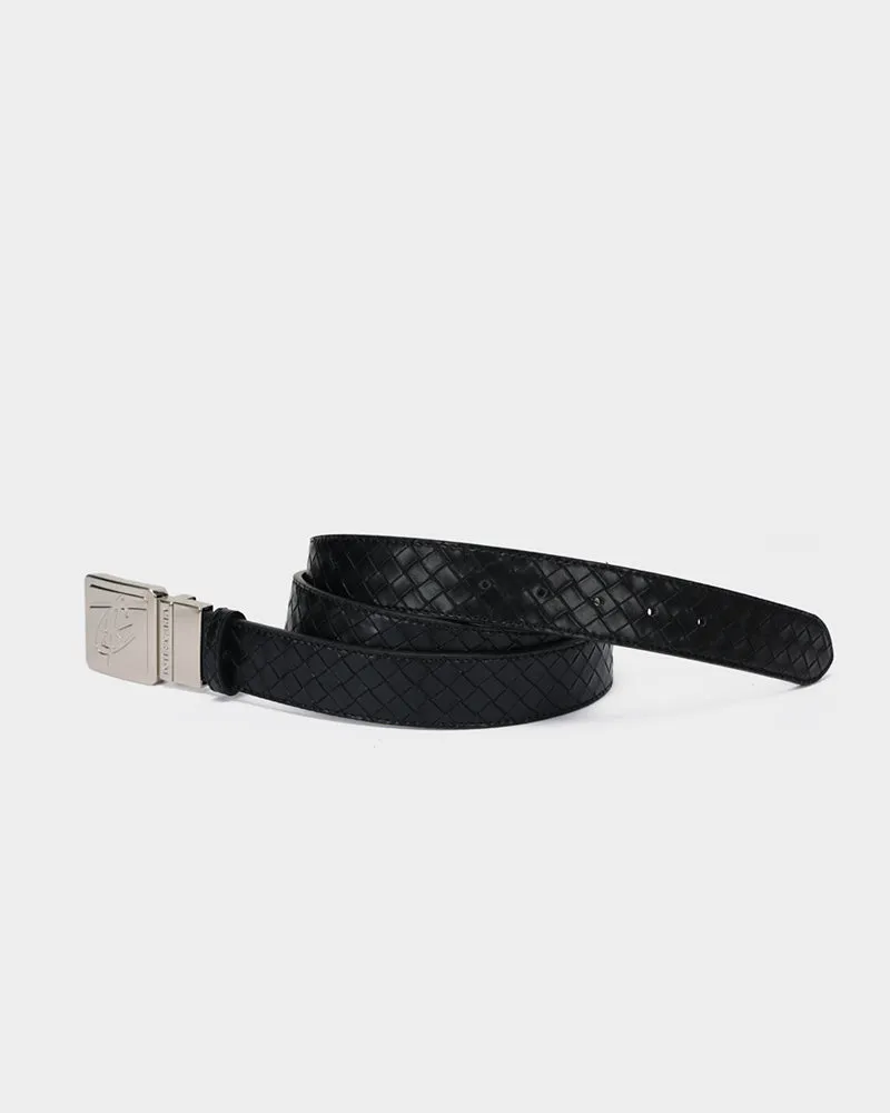 Woven Leather Belt in Black