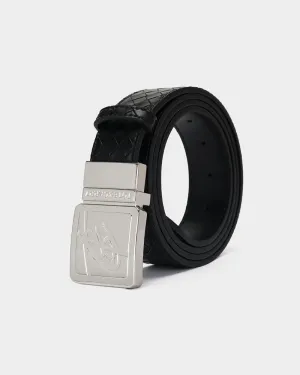 Woven Leather Belt in Black