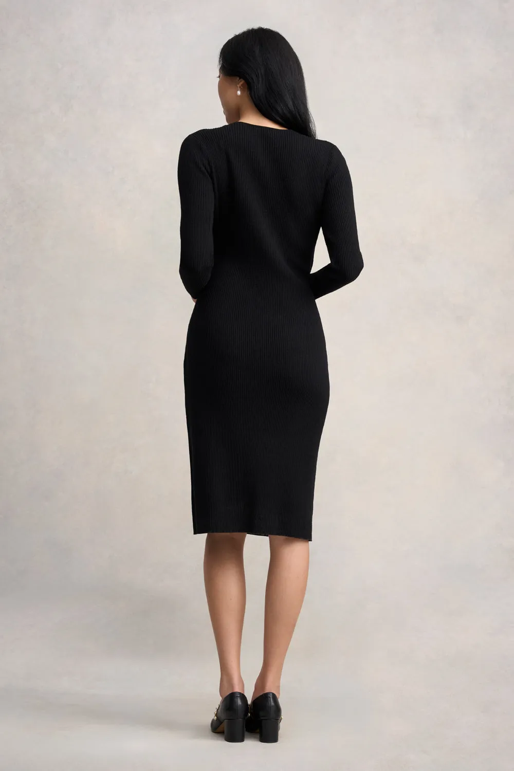 Wrap Detail Knit Dress - Black